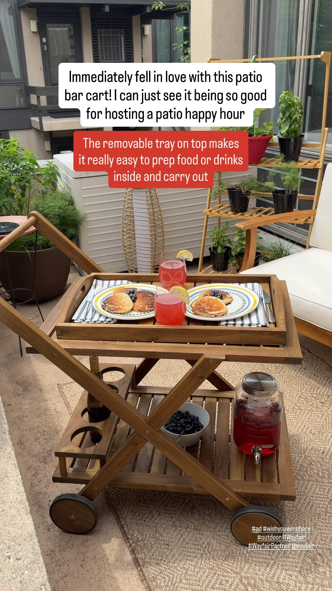 Bar cart of my dreams from @Wayfair ! The removable tray on top makes it ideal for hosting because you can load it inside while
prepping and carry outside. 

#ad #wishyouwerehere
#Outdoor #Wayfair
#WayfairPartner

#LTKHome
