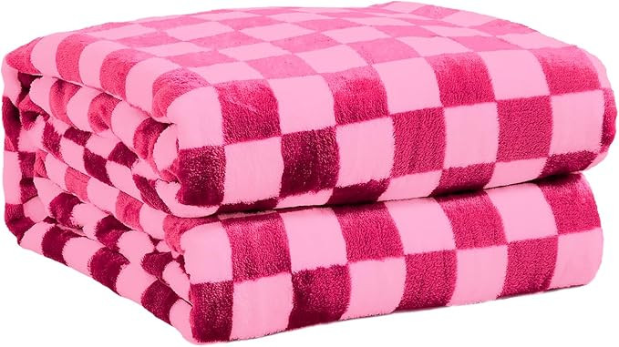 FY FIBER HOUSE Checkered Flannel Fleece Throw Blanket Soft Cozy Checkerboard Grid Print Chessboar... | Amazon (US)
