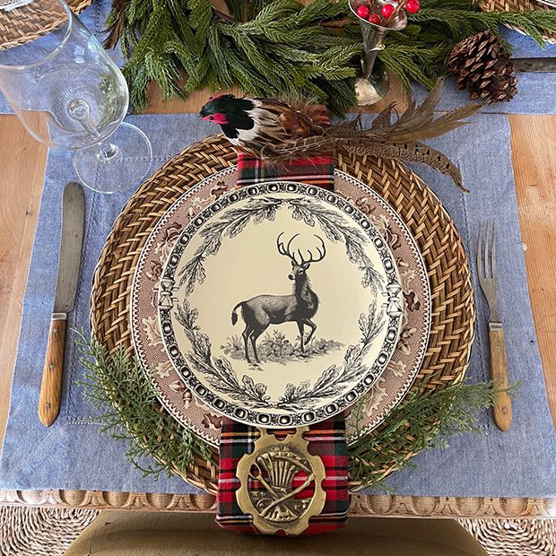 Woodland Deer Stoneware Plate Set of 4 | Antique Farm House