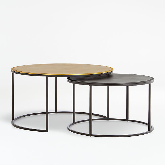 Knurl Iron and Aluminum 34" Round Nesting Coffee Tables Set of Two + Reviews | Crate & Barrel | Crate & Barrel