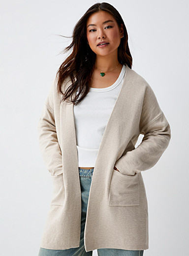 Long patch-pocket cardigan | Simons