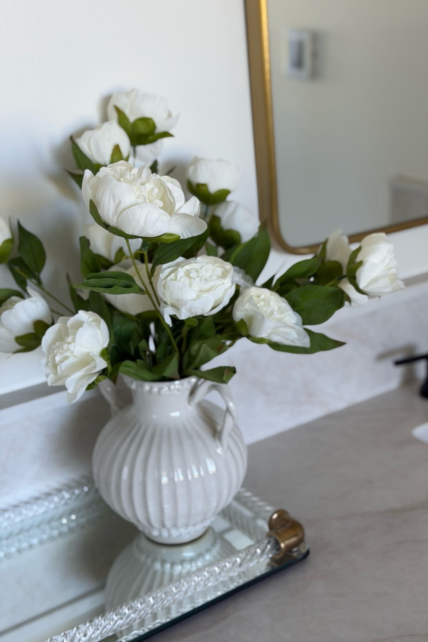 beautiful new flowers in our bathroom - the perfect pop of spring!

home, home decor, home finds, home accents, modern home, neutral home, organic home, vase, floral, faux floral, peonies

#LTKMothersDay #LTKSeasonal #LTKHome