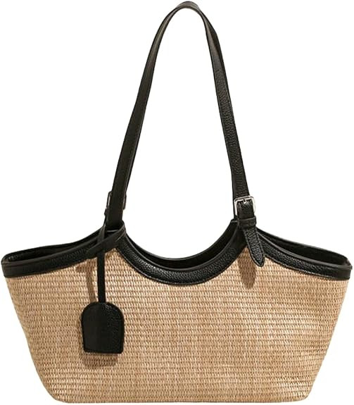 Straw Tote Bag for Women Woven Raffia Shoulder Bag Adjustable Top Handle Summer Beach Handbag for... | Amazon (US)