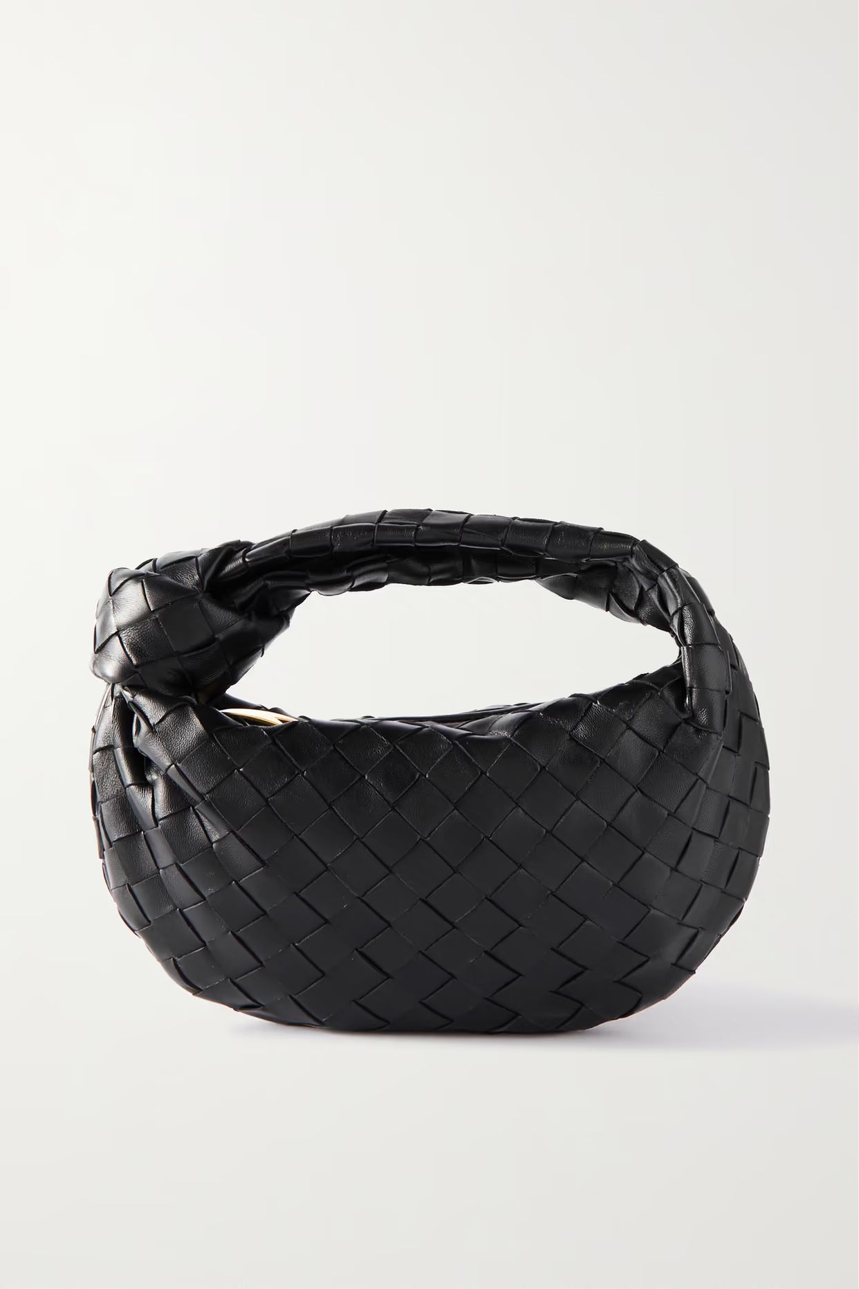 Bottega Veneta - Jodie Mini Knotted Intrecciato Leather Tote - Black | NET-A-PORTER (US)