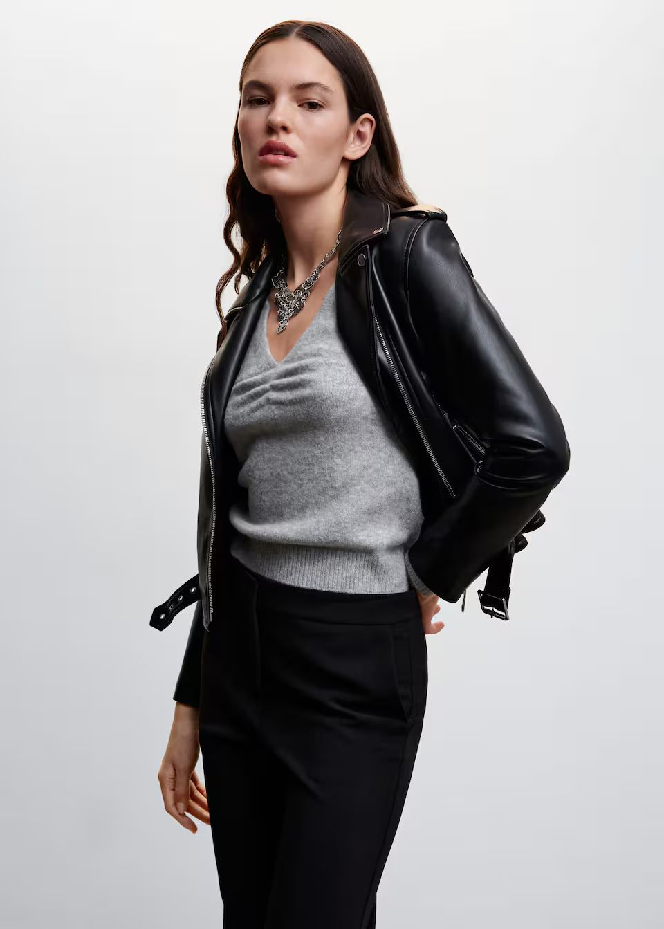 Faux-leather biker jacket -  Women | Mango United Kingdom | MANGO (UK)