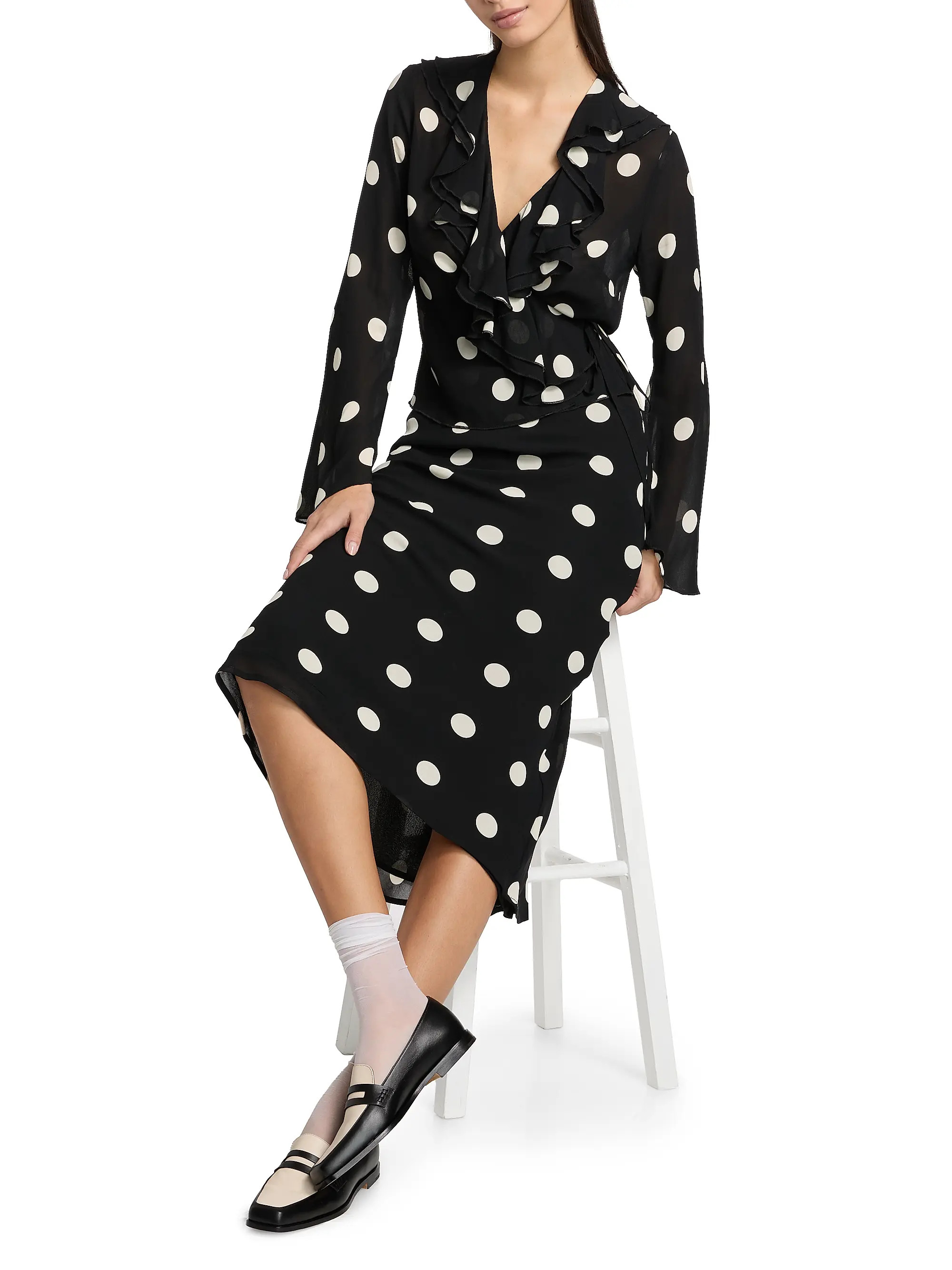 Kilah Polka Dot Georgette Wrap Top | Saks Fifth Avenue