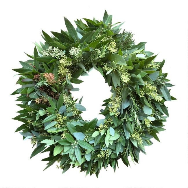 Fresh Bay Leaf, Eucalyptus and Rosemary Wreath | World Market