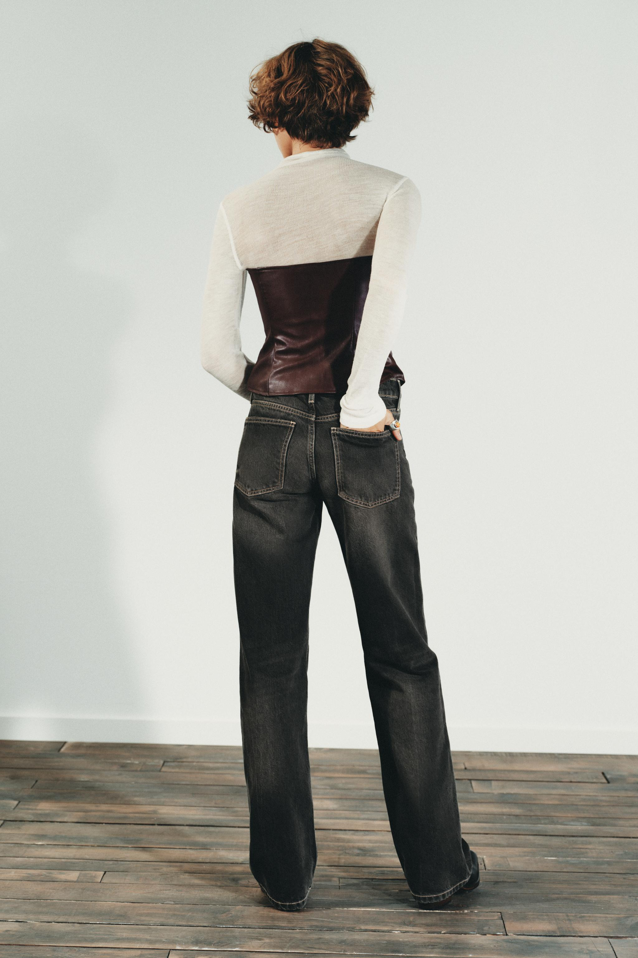 STUDDED FAUX LEATHER BANDEAU TOP | Zara US