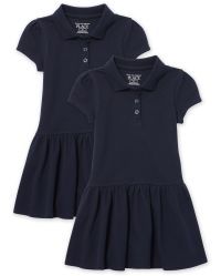 Toddler Girls Uniform Short Sleeve Ruffle Pique Polo Dress 2-Pack | The Children's Place CA | The Children's Place