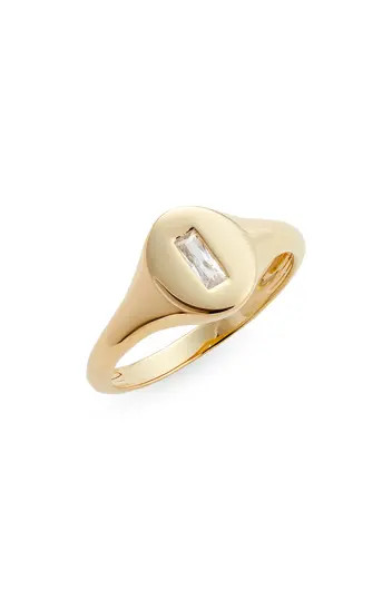 Baguette Cubic Zirconia Signet Ring | Nordstrom Rack