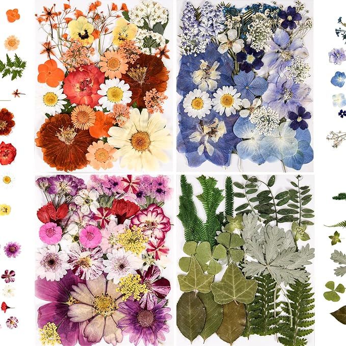 110+PCS Pressed Flowers for Resin molds Real Dried Flower Leaves for Resin Jewelry Making Dry Flo... | Amazon (US)