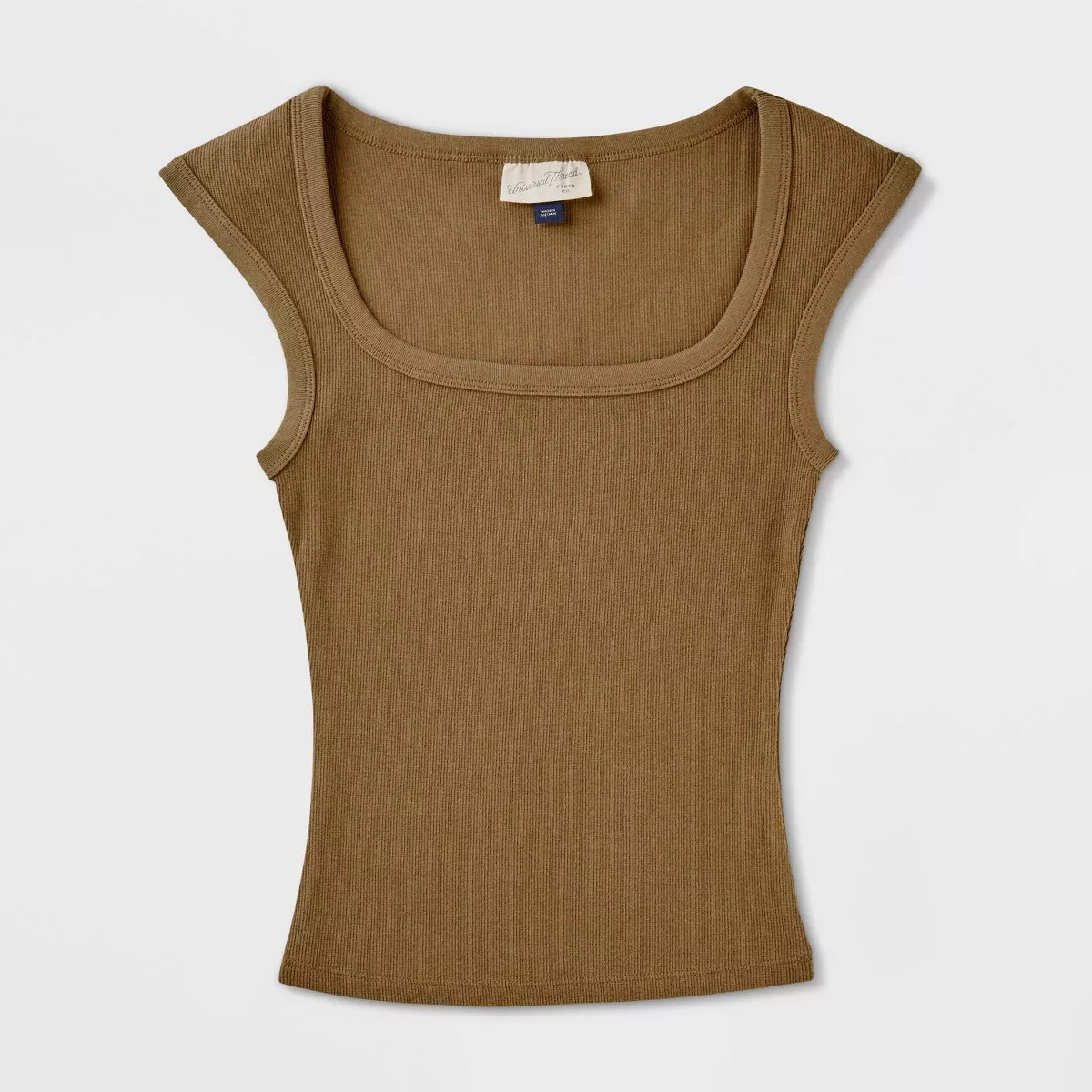 Women's Slim Fit Square Neck Ribbed T-Shirt - Universal Thread™ Cream M | Target