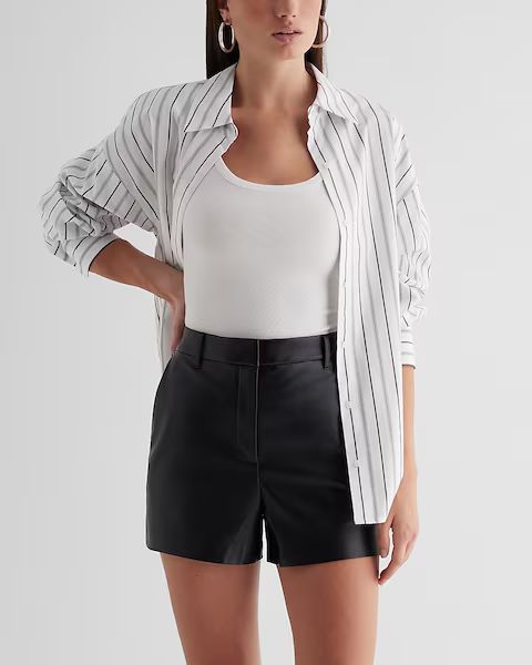 Editor High Waisted Faux Leather Shorts | Express (Pmt Risk)