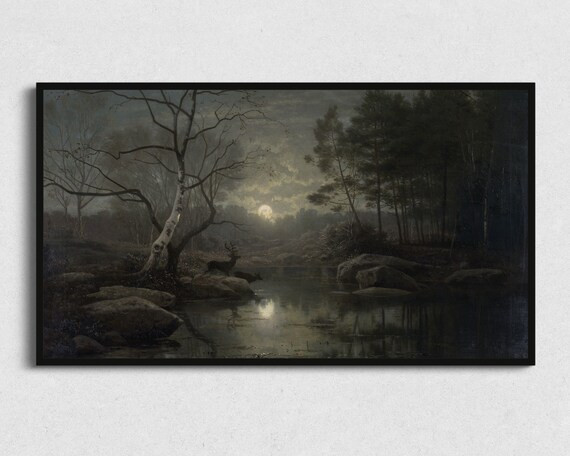 Halloween Samsung Frame TV Art  Full Moon  Fall Landscape | Etsy | Etsy (US)