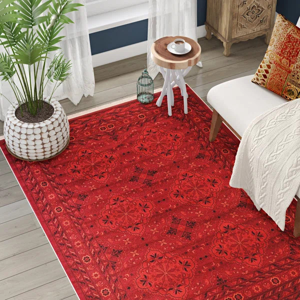 Kowloon Power Loom Deep Red Rug | Wayfair North America