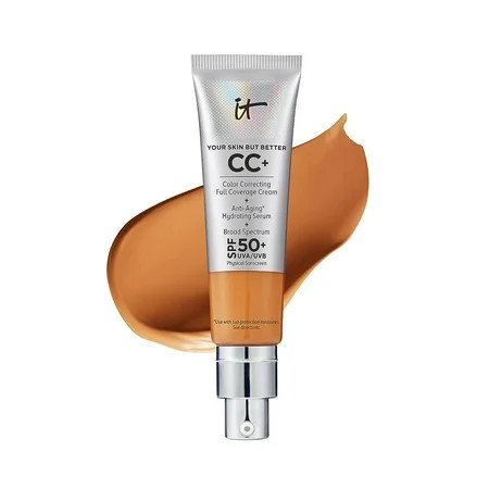 IT Cosmetics Your Skin But Better CC+ Cream Tan Rich - Color Correcting Cream Full-Coverage Foundation Hydrating Serum and SPF 50+ Sunscreen - Natural Finish - 1.08 fl oz | Walmart (US)