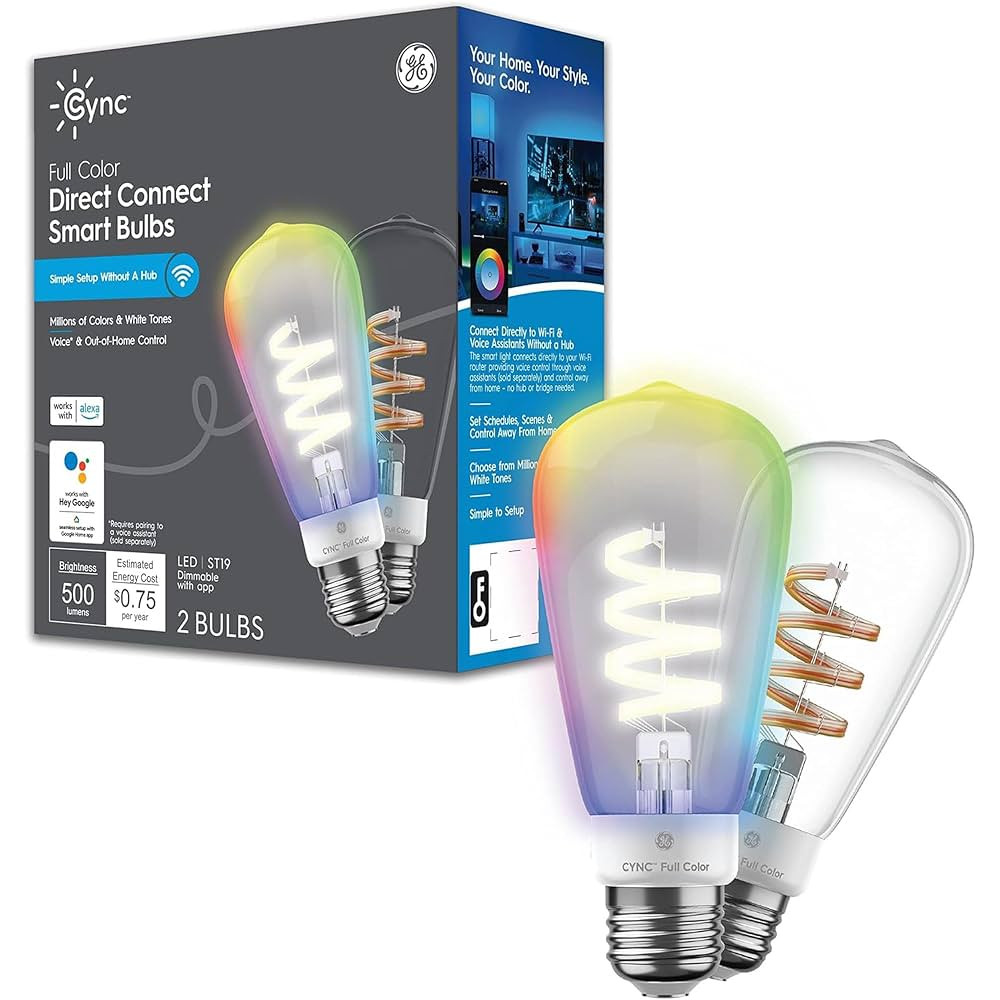 GE CYNC Smart LED Light Bulb, ST19 Edison Style, Room Decor Aesthetic, Color Changing WiFi Light,... | Amazon (US)