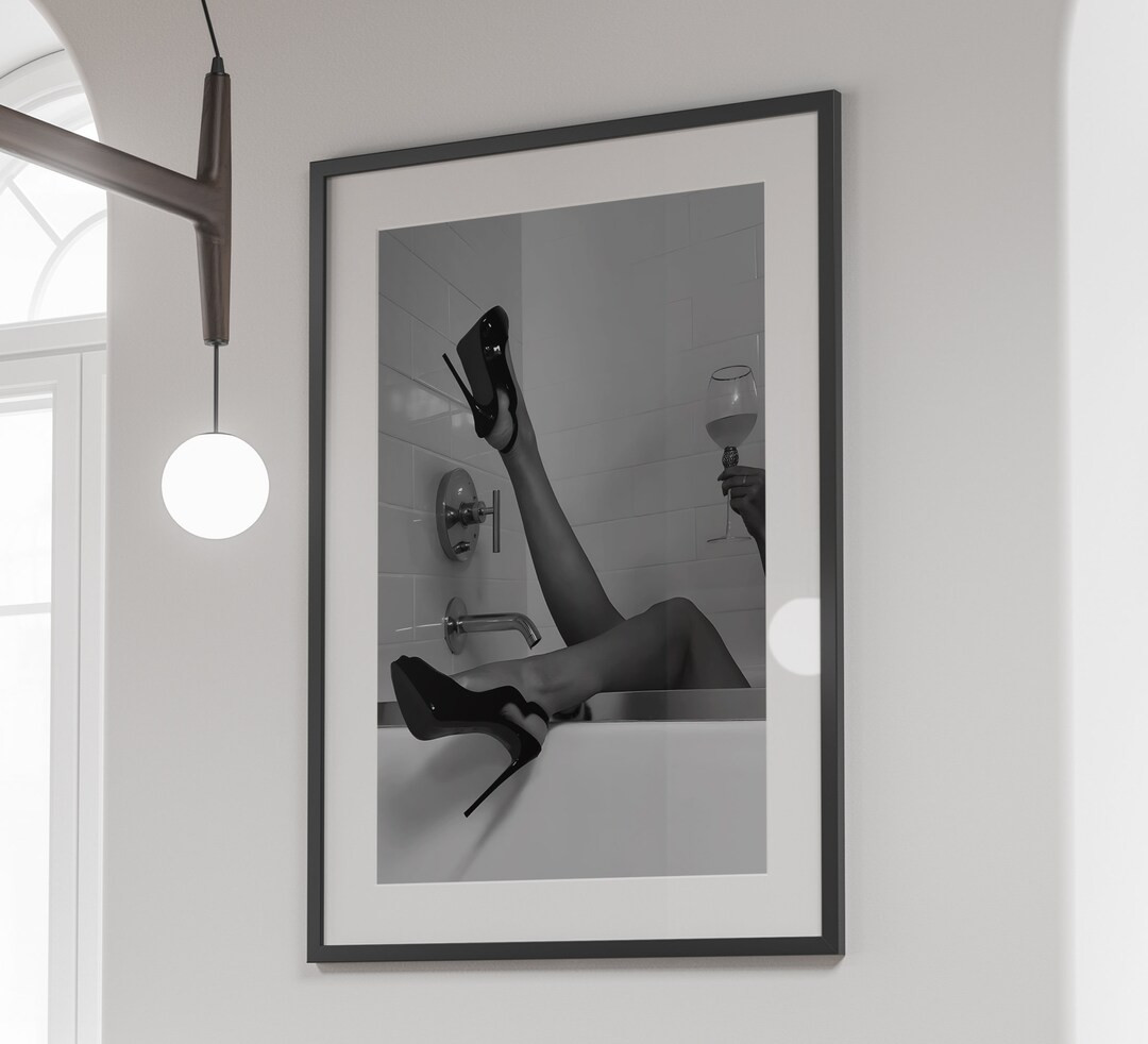 Woman Drinking Wine in Bathtub Print, Feminist Poster, Black and White, Bathroom Wall Art, Bar Ca... | Etsy (US)