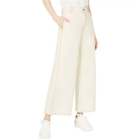 Current Air Womens Twill Wide Leg Jeans Off-White X-Small | Walmart (US)