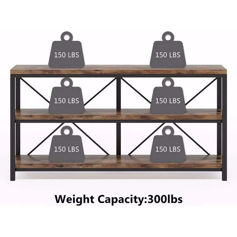 Rustic Console Sofa Table, 3 Tiers Industrial Narrow Long Sofa Table with Shelves for Hallway, En... | Walmart (US)