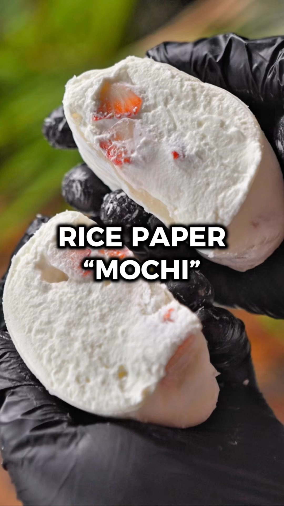 These rice paper “mochis” are super fun to make… and eat! 😋

Yes, I’m sure I’ll get some comments about how “this isn’t mochi!!” And I know that lol. It’s just what it feels like when you make it.

I’m a big fan of almost any fruit and whipped cream combo, and this is another way to enjoy it! They’re jiggly, squishy, and are SO satisfying to pop haha. I don’t know what it is about it 😆

Would you try it? Let me know in the comments what you think if you do! 🙌

INGREDIENTS
1 sheet rice paper
1 cup water
1 cup heavy whipping cream
2-3 tbsp granulated sugar
2 strawberries (chopped)
potato starch (dusting)

INSTRUCTIONS
1️⃣ Pour the heavy whipping cream and sugar into a mixing bowl and use a hand mixer to whip it until you get stiff peaks.
2️⃣ Chop the stems off the strawberries and chop into large chunks.
3️⃣ Fill a dinner plate with cold or room temp water and dip both sides of the rice paper sheet in it. Over the course of about a minute, it should soften and become pliable.
4️⃣ Place the softened rice paper over a small bowl and spoon in about 1/3 cup of whipped cream. Add the strawberry chunks. Spoon on another 1/3 cup of whipped cream.
5️⃣ Carefully fold the edges of the rice paper over until the mochi is completely sealed.
6️⃣ Add potato starch to a bowl and carefully dust the mochi with it.
7️⃣ Enjoy!

#LTKfoodie #LTKHome