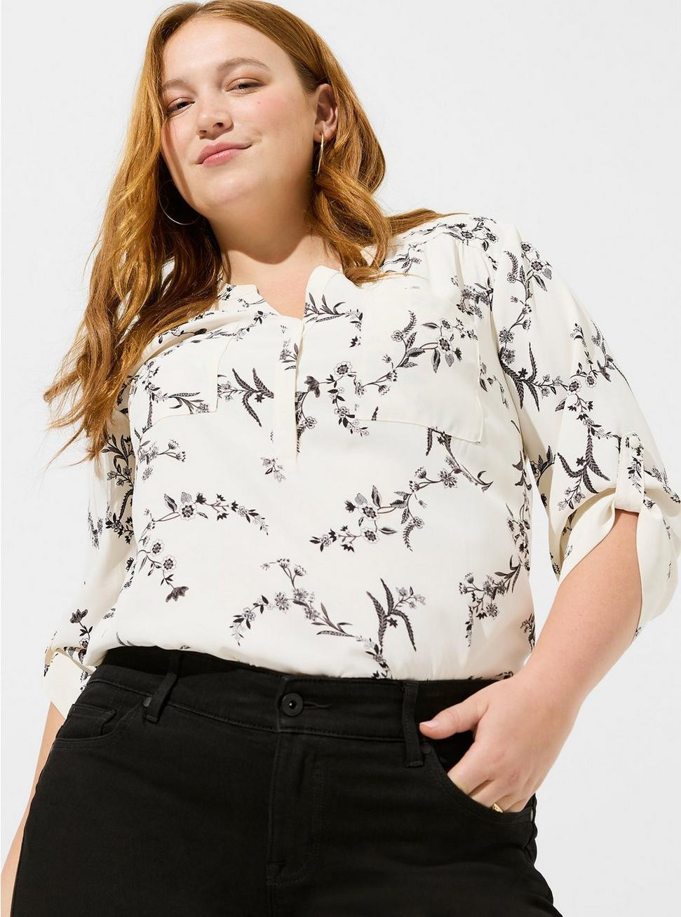 Harper Georgette Pullover 3/4 Sleeve Blouse | Torrid (US & Canada)
