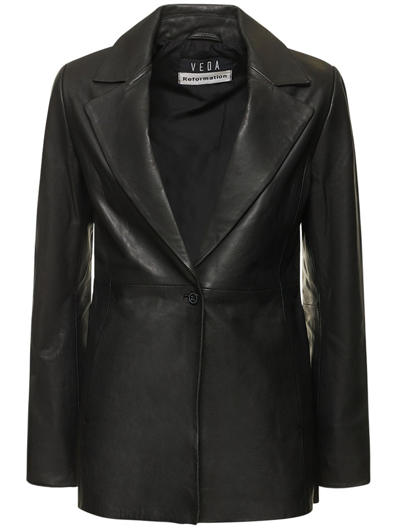 Veda bowery slim leather blazer | Luisaviaroma