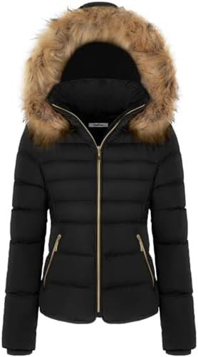 BodiLove Women's Fur Hooded Thickened Jacket with Fleece Lining | Amazon (US)