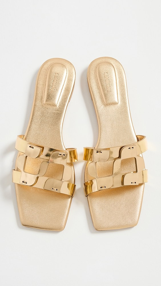 SIMKHAI Simkhai Monogram Metallic Flat Slides | Shopbop | Shopbop