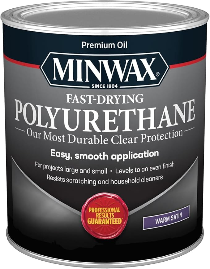 Minwax Fast Drying Polyurethane Protective Wood Finish, Warm Satin, 1 Quart | Amazon (US)