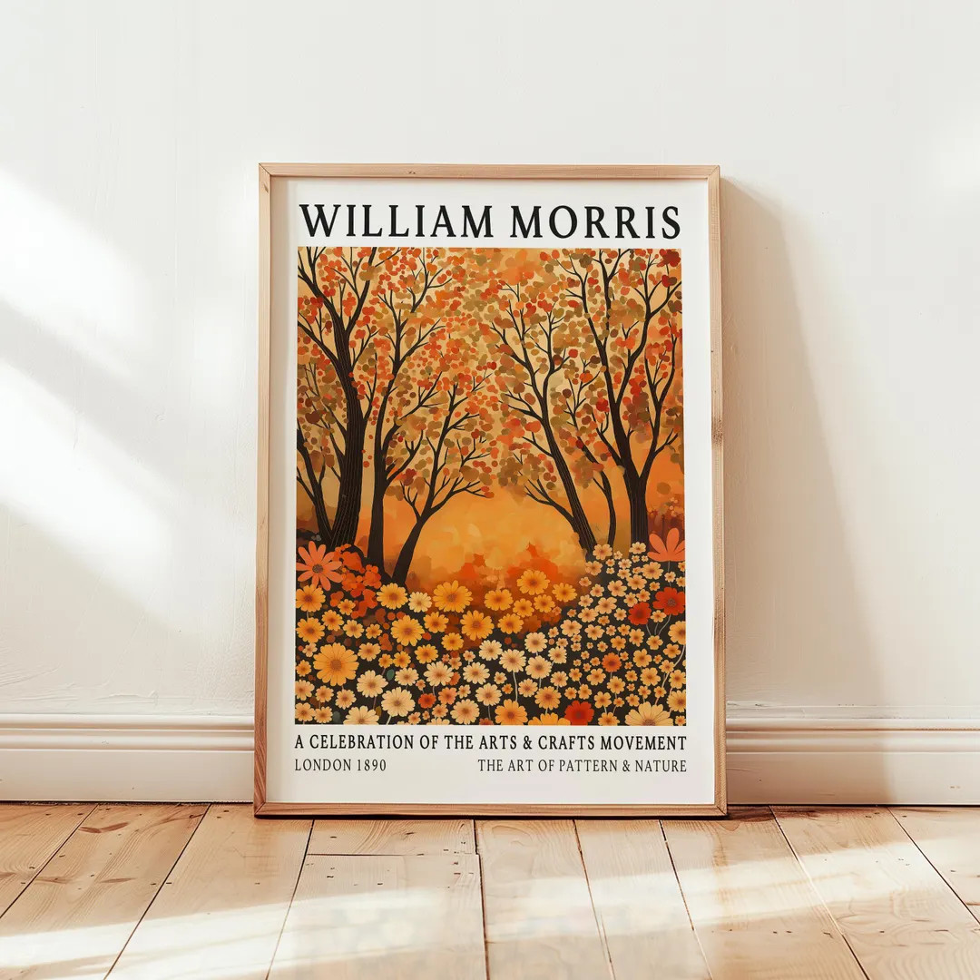 William Morris Orange Autumn Poster - Fall Leaves Art - Forest Prints - Floral Wall Decor - Botan... | Etsy (US)