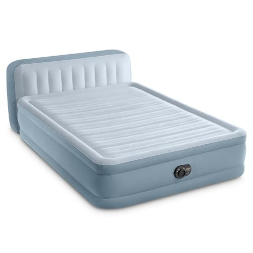 Intex 64449ED Dura-Beam Deluxe Plush Air Mattress with Headboard: Fiber-Tech - Queen Size - Built-in Electric Pump - 18in Bed Height - 600lb Weight Capacity | Amazon (US)