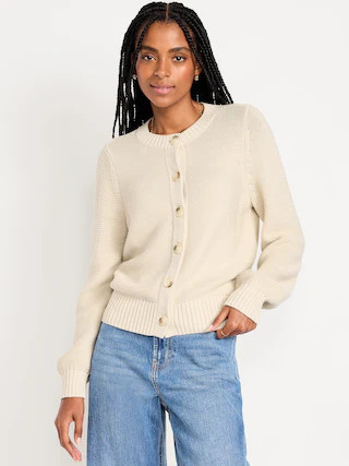 Seaside Cotton Garter-Knit Cardigan Sweater | Old Navy (US)