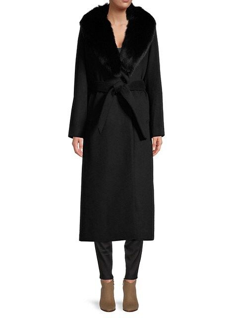 Sofia Cashmere Fox Fur-Collar Wool-Blend Midi Coat on SALE | Saks OFF 5TH | Saks Fifth Avenue OFF 5TH
