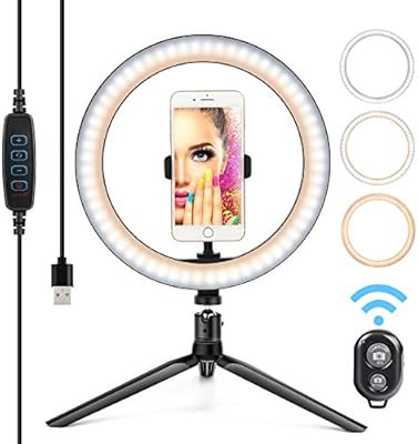 10” Ring Light LED Desktop Selfie Ring Light USB LED Desk Camera Ringlight 3 Colors Light with ... | Amazon (US)