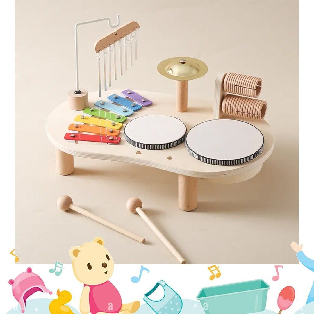 Kid Wooden Music Toys Removable Set Mobile Drum Children - Etsy | Etsy (US)