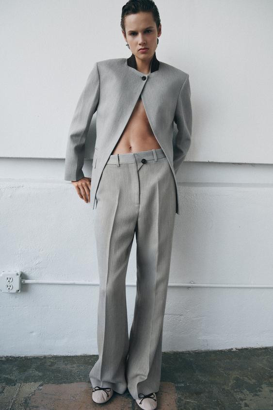 ZW COLLECTION FLARE TEXTURED TROUSERS | Zara UK