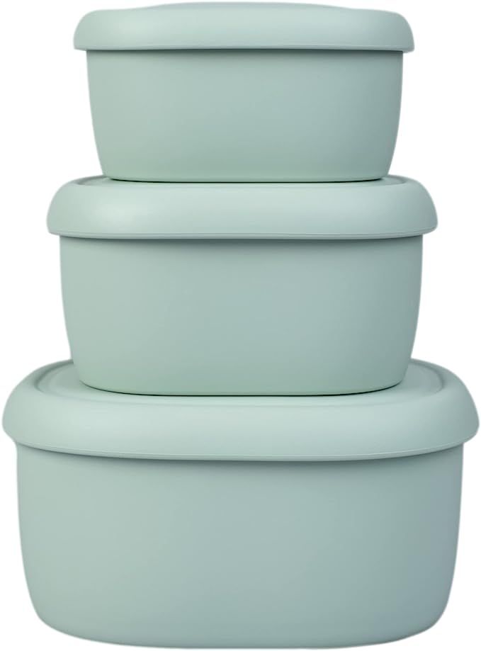 BLUE GINKGO Silicone Food Storage Container Set - Reusable Airtight Food Containers with Lids - L... | Amazon (US)