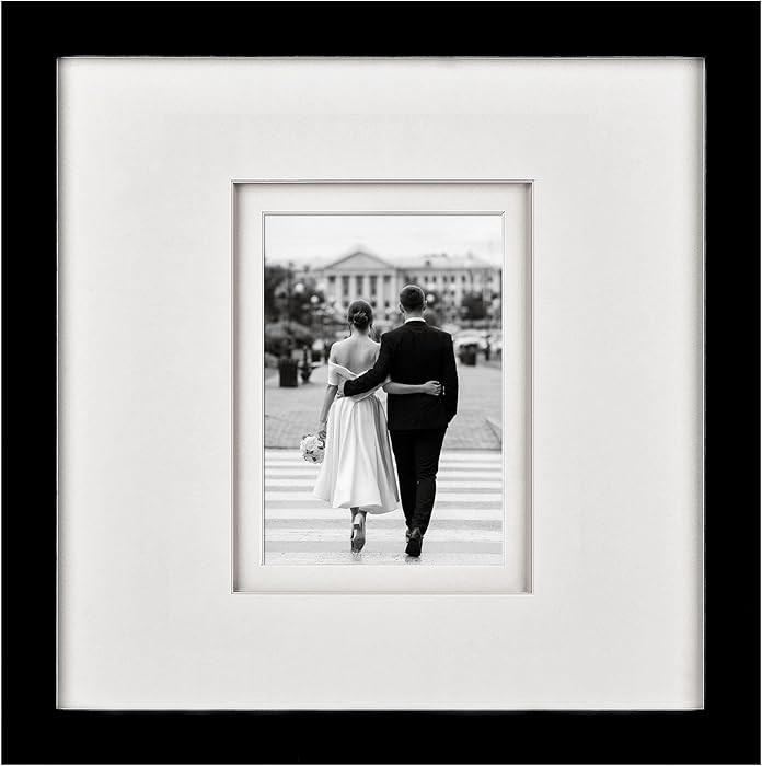 Yaetm 12x12 Square Picture Frame Matted to 5x7, Double Floating Ivory Mat, Black Photo Frame with... | Amazon (US)