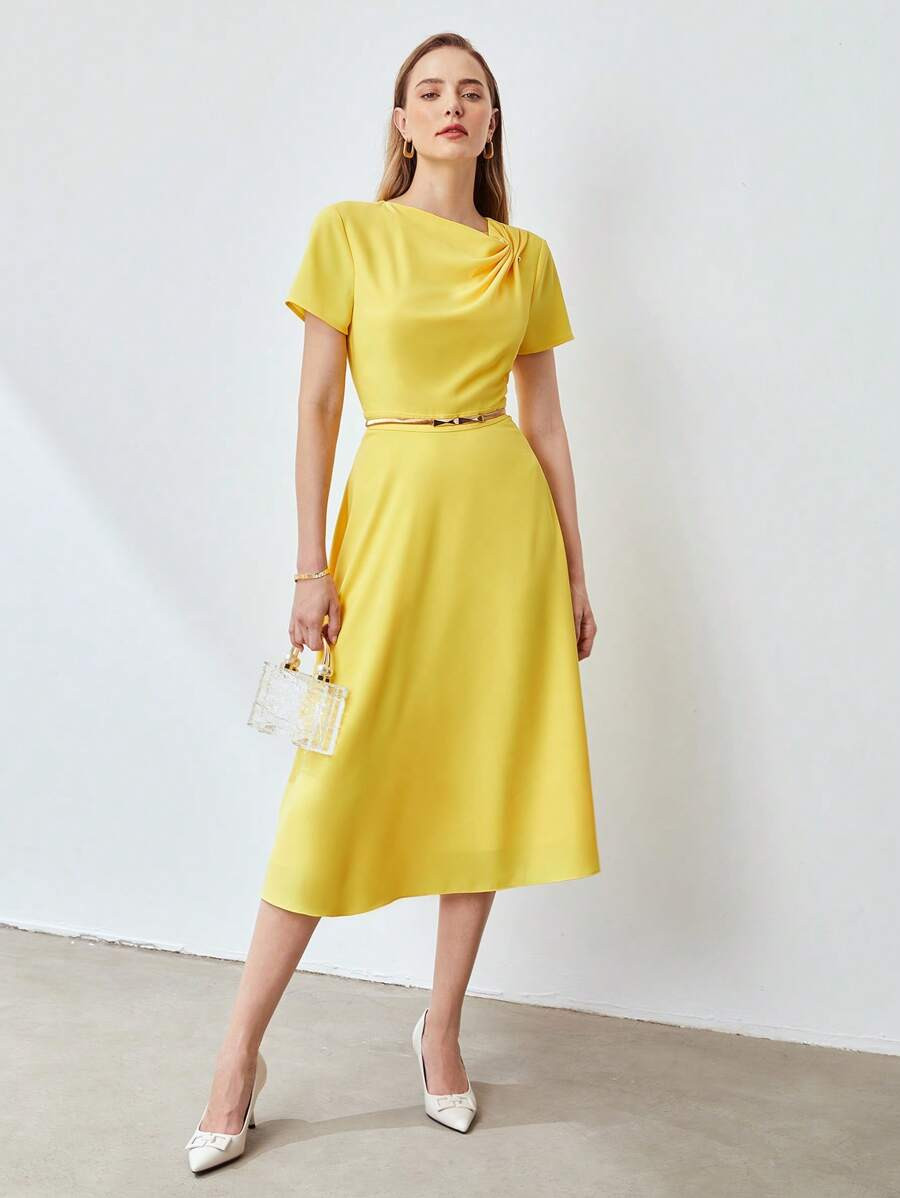MOTF PREMIUM PEARL DETAIL MIDI DRESS WITHOUT BELT | SHEIN