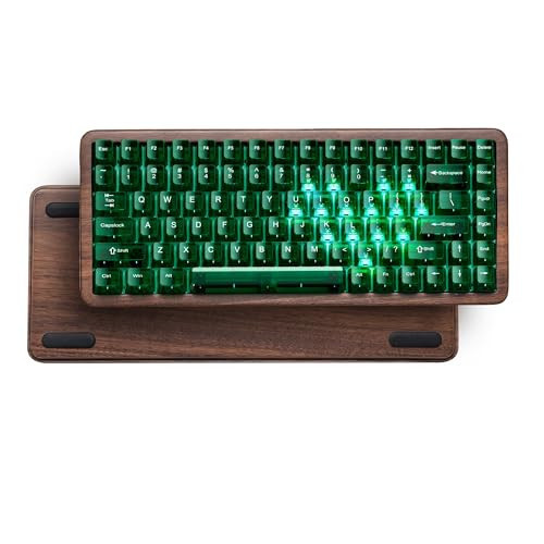 Womier 75% Mechanical Keyboard Wireless with QMK/VIA, WD75 V2 Wood Gaming Keyboard 8000mAh Battery, Tri-Mode Custom Key Board RGB Hot Swappable with Translucent Clear Keycaps-POM Linear Switch | Amazon (US)