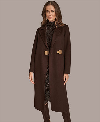 Donna Karan New York Women's Wool Blend Buckle Detail Coat - Macy's | Macy's