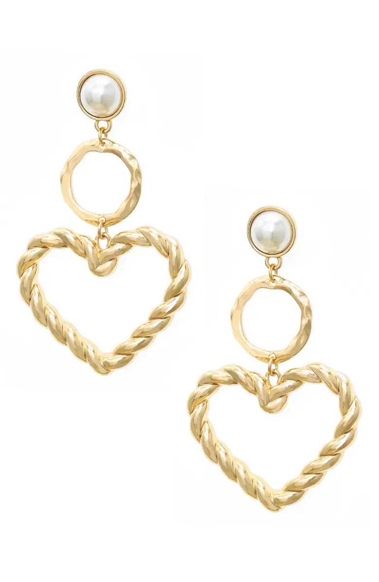 Imitation Pearl Heart Drop Earrings | Nordstrom