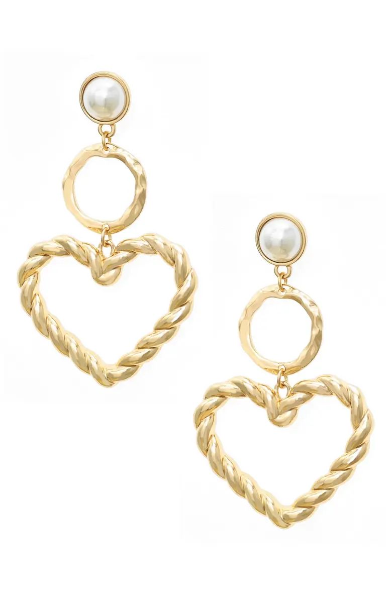 Imitation Pearl Heart Drop Earrings | Nordstrom