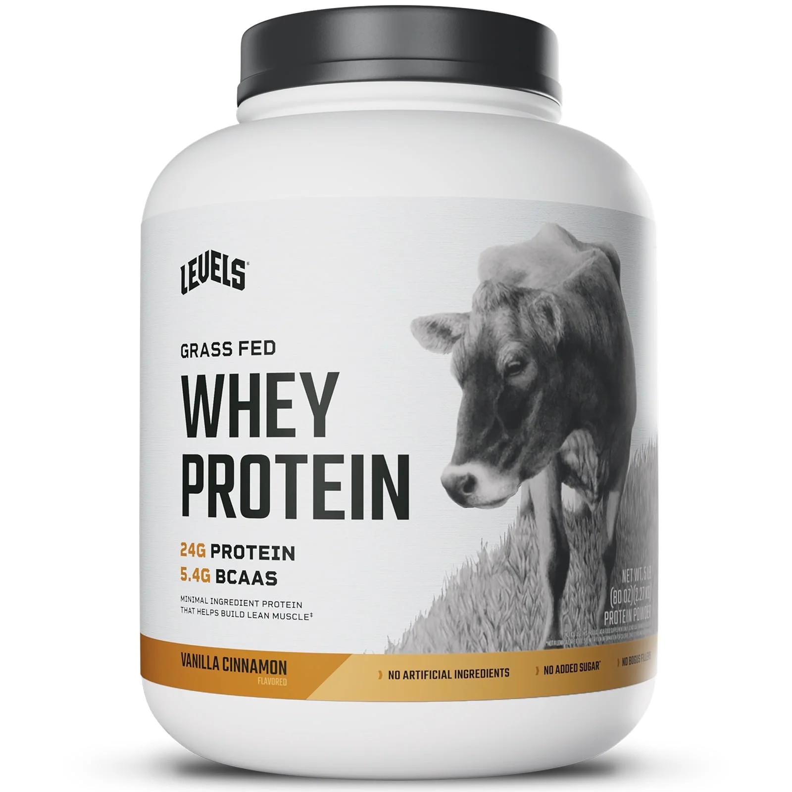 Levels Grass Fed Whey Protein Powder, No Artificials, 24G of Protein, Vanilla Cinnamon, 5LB | Walmart (US)