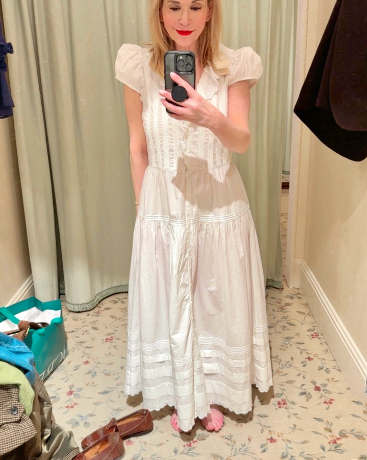 The small fit but sized up bc the medium felt more comfortable. I have the blouse in white, black and a floral.  Bought the dress, so I didn’t get the navy. I wear a small. 

#LTKPetite #LTKootd