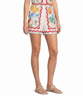 Gibson & Latimer Capri Beach Print Woven Mid Rise Flat Front Coordinating Shorts | Dillard's | Dillard's