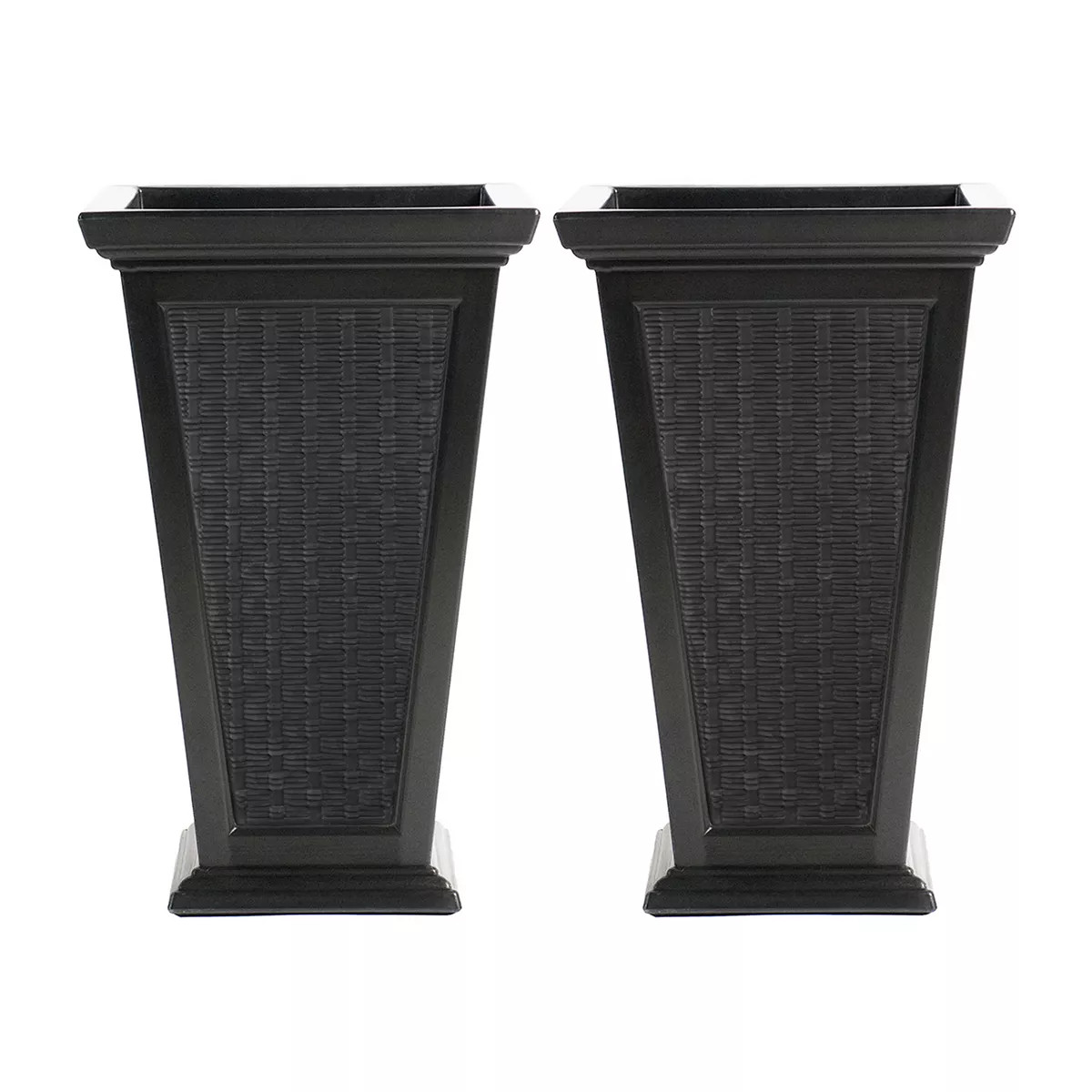 FCMP Outdoor Wicker-Pattern Resin 24" Self-Watering Pedestal Taper Planter, 2 Pk | Kohl's