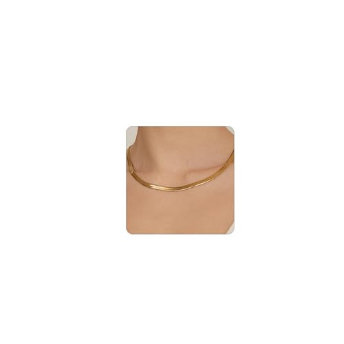 Gold Chunky Necklaces for Women 18K Gold Plated Chain Clasp Toggle Necklaces Dainty Herringbone S... | Amazon (US)
