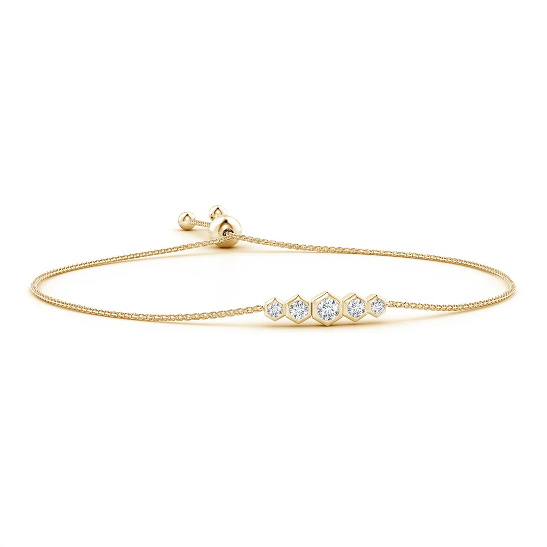 Natori x Angara Hexagonal Frame 5 Bezel Set Diamond Indochine Journey Bracelet | Angara Inc.